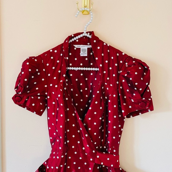 Diane von Furstenberg Silk Tafetta Polka Dot Party Dress Romantic Feminine - Picture 8 of 12